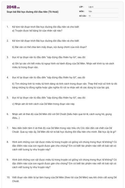 Soạn bài Bài học đường đời đầu tiên (Tô Hoài)