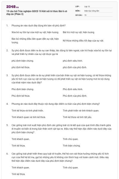 19 câu hỏi Trắc nghiệm GDCD 10 Kết nối tri thức Bài 6 có đáp án (Phần 3)