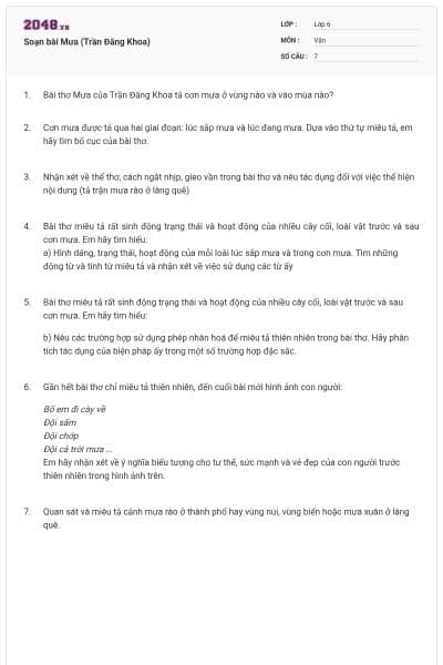 Soạn bài Mưa (Trần Đăng Khoa)