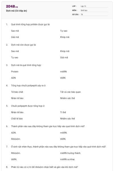 Dịch mã (Có đáp án)