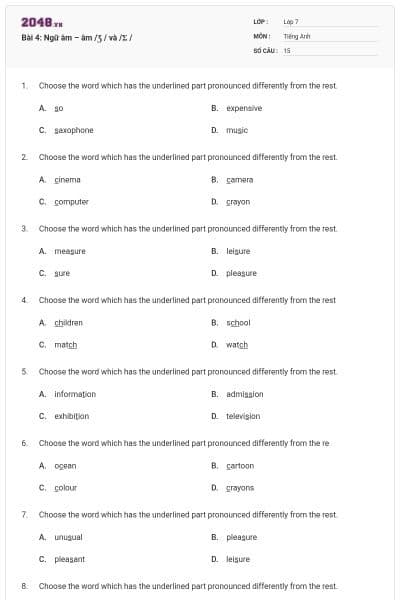 Bài 4: Ngữ âm – âm /Ʒ / và /Ʃ /