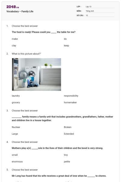 Vocabulary – Family Life