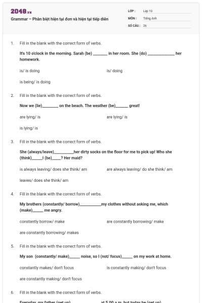 Grammar – Phân biệt hiện tại đơn và hiện tại tiếp diễn