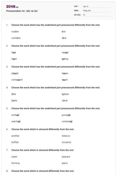 Pronunciation /tr/, /kb/ và /br/