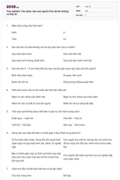 Trắc nghiệm: Cáo bệnh, bảo mọi người (Cáo tật thị chúng) có đáp án