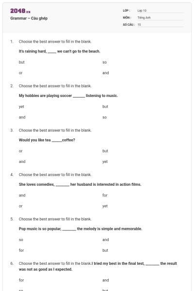 Grammar – Câu ghép