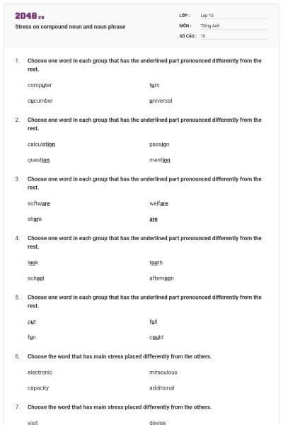 Stress on compound noun and noun phrase