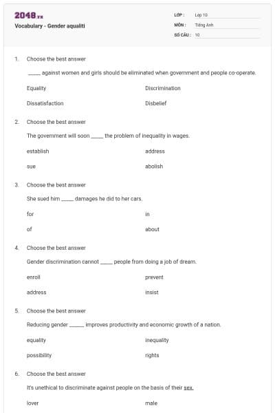 Vocabulary - Gender aqualiti