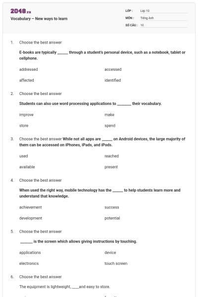 Vocabulary – New ways to learn