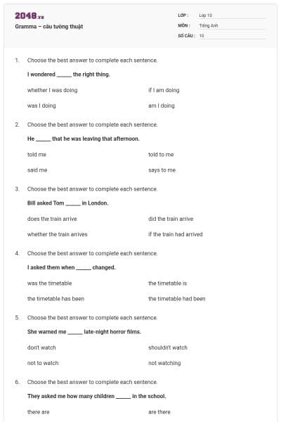 Gramma – câu tường thuật