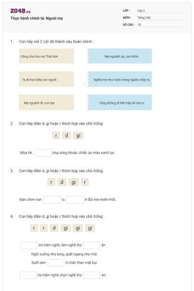 Thực hành chính tả: Người mẹ