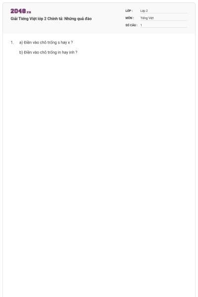 Giải Tiếng Việt lớp 2 Chính tả: Những quả đào