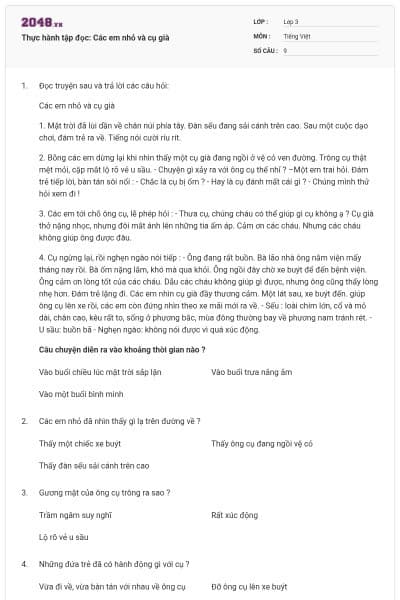 Thực hành tập đọc: Các em nhỏ và cụ già