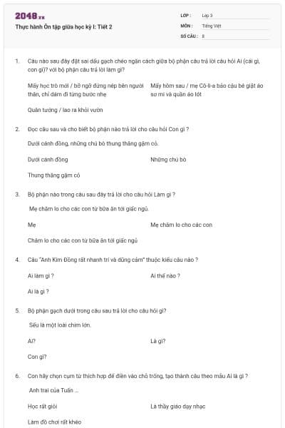 Thực hành Ôn tập giữa học kỳ I: Tiết 2