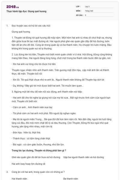 Thực hành tập đọc: Giọng quê hương