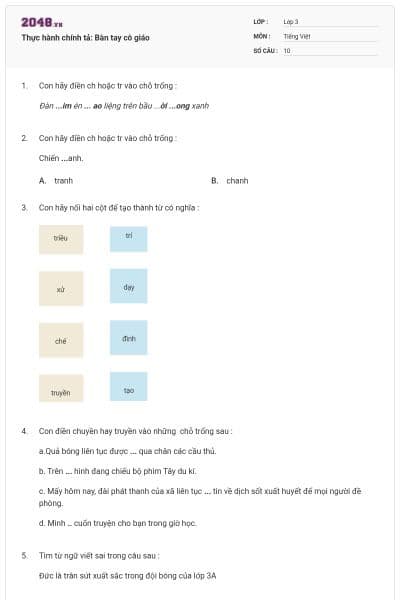 Thực hành chính tả: Bàn tay cô giáo