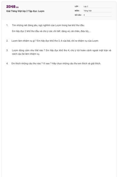 Giải Tiếng Việt lớp 2 Tập đọc: Lượm