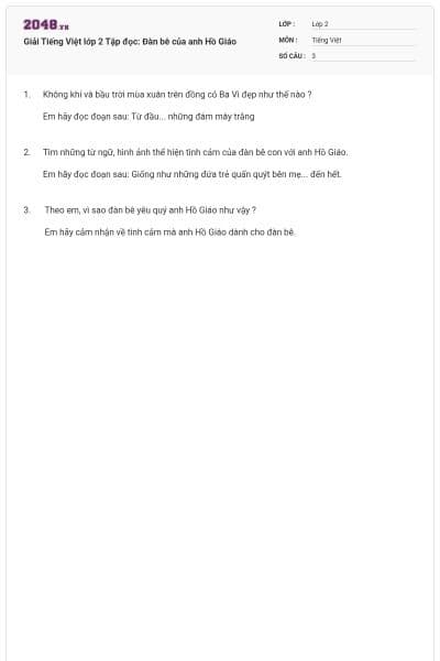 Giải Tiếng Việt lớp 2 Tập đọc: Đàn bê của anh Hồ Giáo