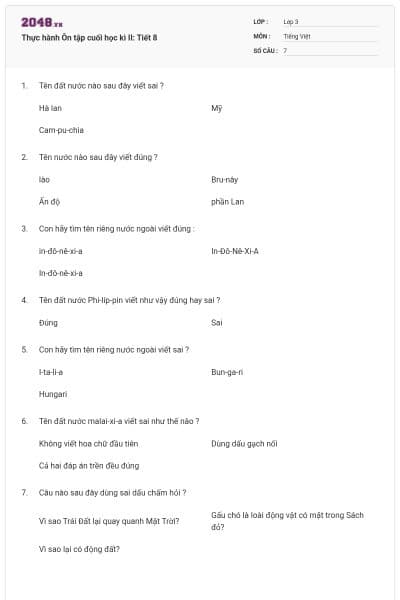 Thực hành Ôn tập cuối học kì II: Tiết 8