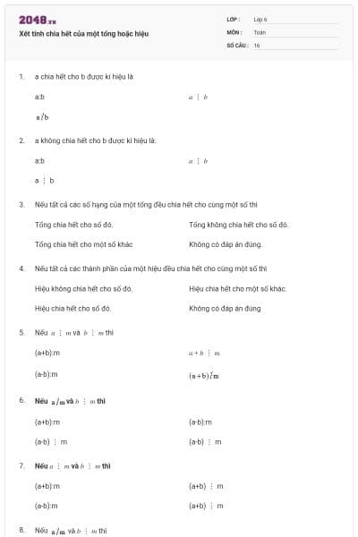 Xét tính chia hết của một tổng hoặc hiệu