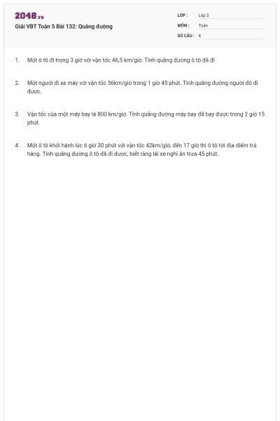 Giải VBT Toán 5 Bài 132: Quãng đường