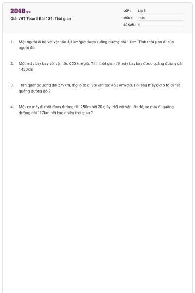 Giải VBT Toán 5 Bài 134: Thời gian