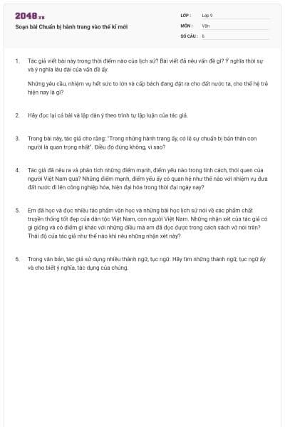 Soạn bài Chuẩn bị hành trang vào thế kỉ mới