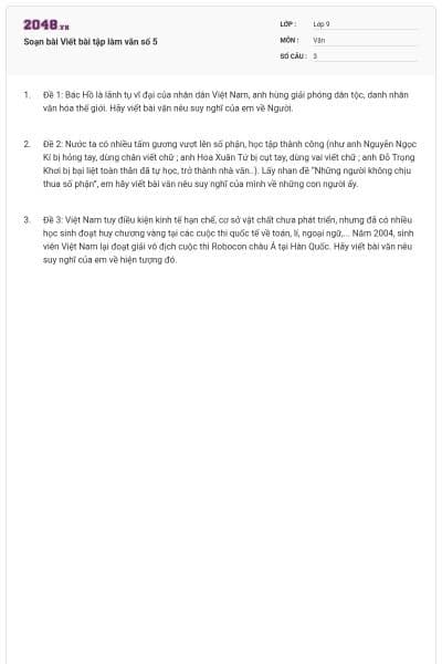 Soạn bài Viết bài tập làm văn số 5