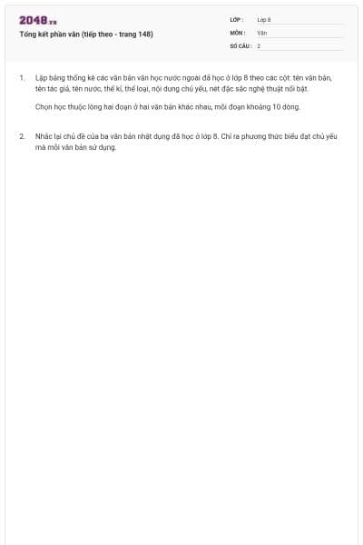 Tổng kết phần văn (tiếp theo - trang 148)