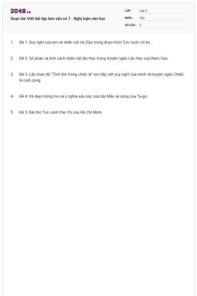 Soạn bài Viết bài tập làm văn số 7 - Nghị luận văn học