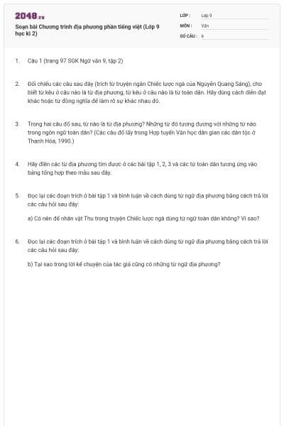 Soạn bài Chương trình địa phương phần tiếng việt (Lớp 9 học kì 2)