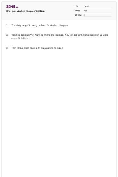 Khái quát văn học dân gian Việt Nam