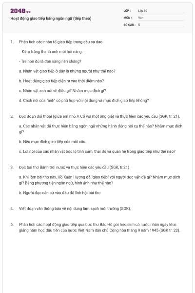 Hoạt động giao tiếp bằng ngôn ngữ (tiếp theo)