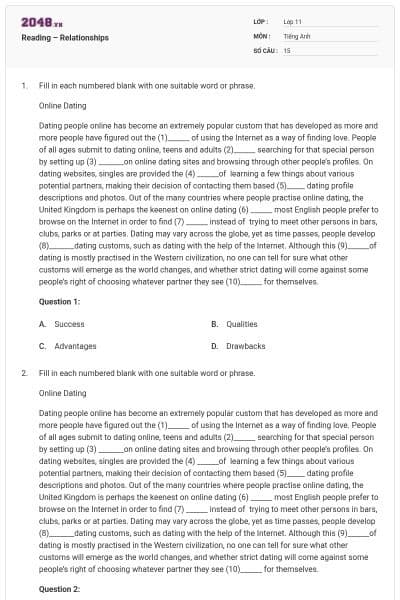 Reading – Relationships