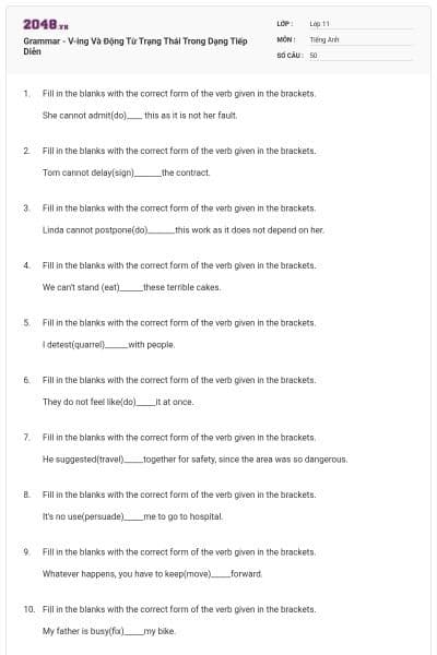 Grammar - V-ing Và Động Từ Trạng Thái Trong Dạng Tiếp Diễn