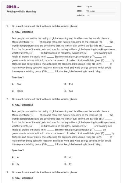 Reading – Global Warming