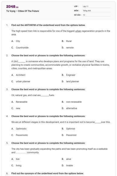 Từ Vựng – Cities Of The Future