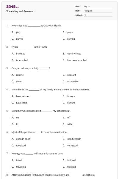 Vocabulary and Grammar