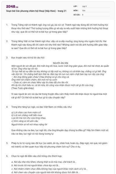 Soạn bài Các phương châm hội thoại (tiếp theo) - trang 21