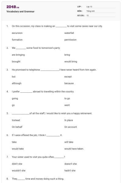 Vocabulary and Grammar