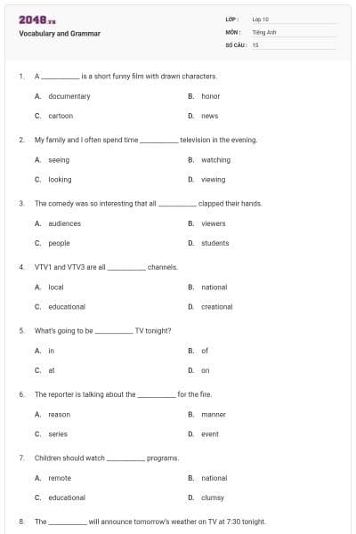 Vocabulary and Grammar