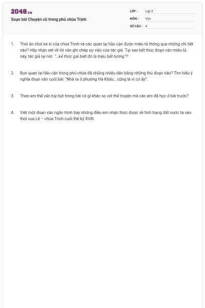 Soạn bài Chuyện cũ trong phủ chúa Trịnh