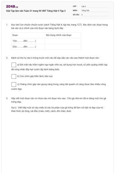 Giải Tập làm văn Tuần 31 trang 90 VBT Tiếng Việt 4 Tập 2