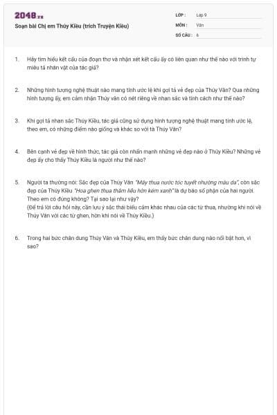 Soạn bài Chị em Thúy Kiều (trích Truyện Kiều)