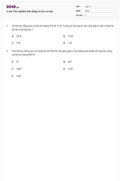 2 câu Trắc nghiệm Dao động cơ học cơ bản
