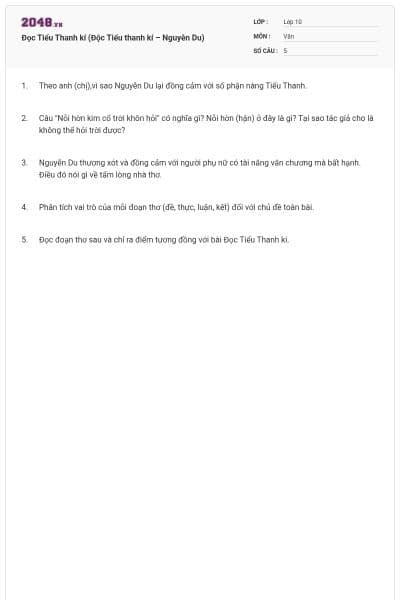 Đọc Tiểu Thanh kí (Độc Tiểu thanh kí – Nguyễn Du)