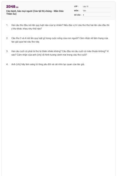 Cáo bệnh, bảo mọi người (Cáo tật thị chúng - Mãn Giác Thiền Sư)