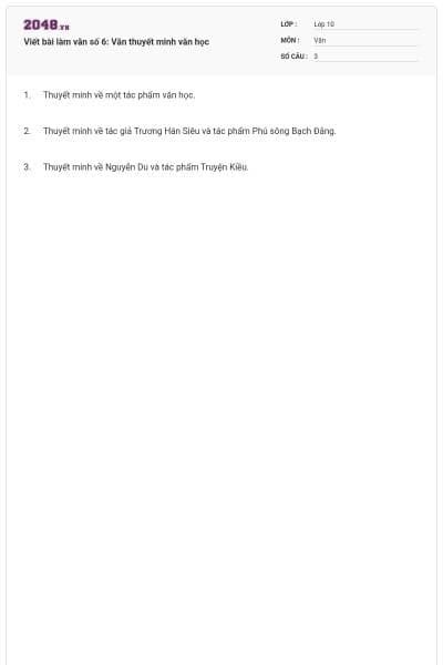 Viết bài làm văn số 6: Văn thuyết minh văn học
