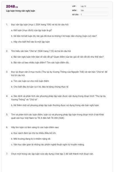 Lập luận trong văn nghị luận