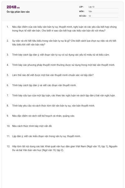 Ôn tập phần làm văn